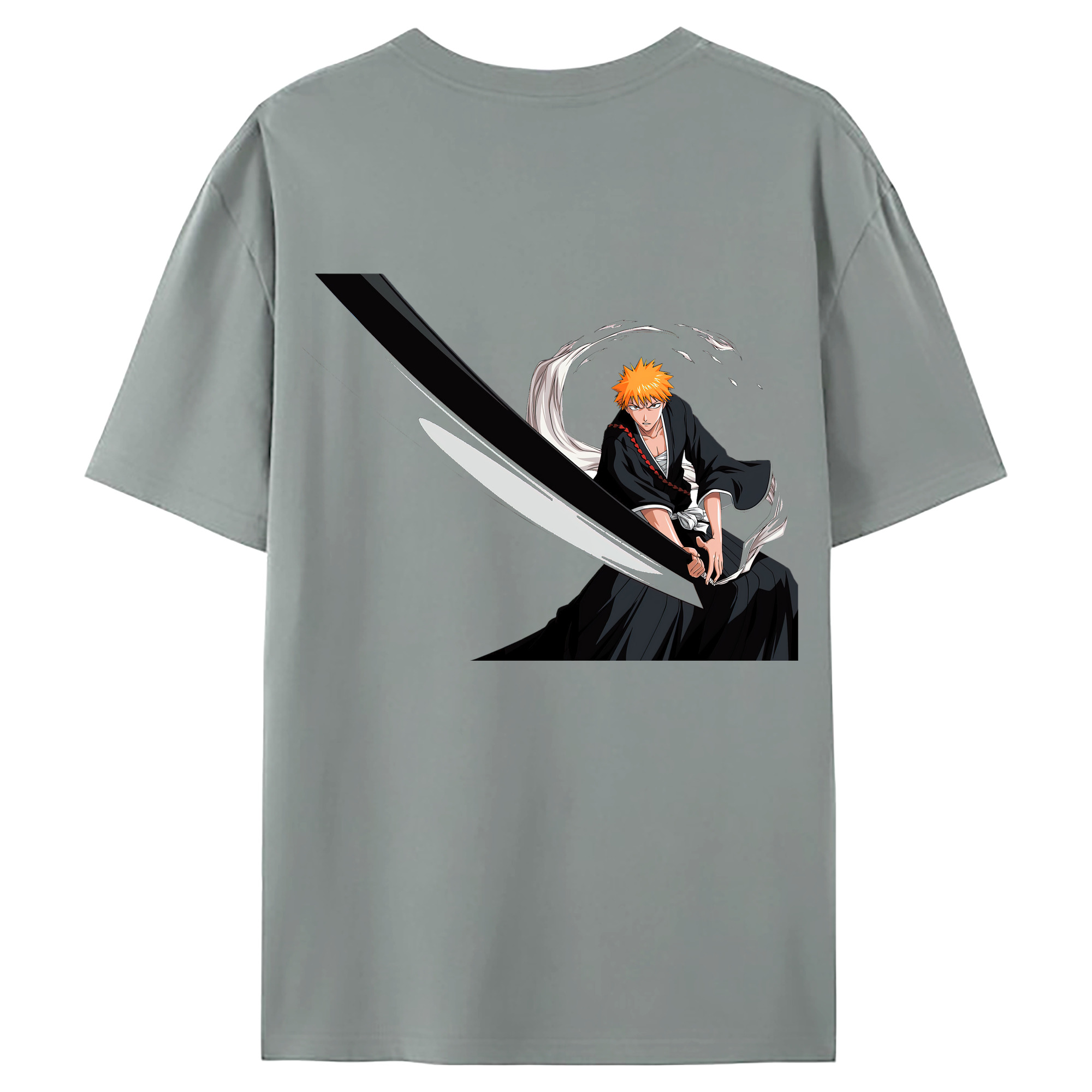（画像用） ブリーチ 黒崎一護（くろさき いちご）BLEACH Kurosaki Ichigo 綿100％ メンズ半袖Tシャツ（バックプリント） 通気性